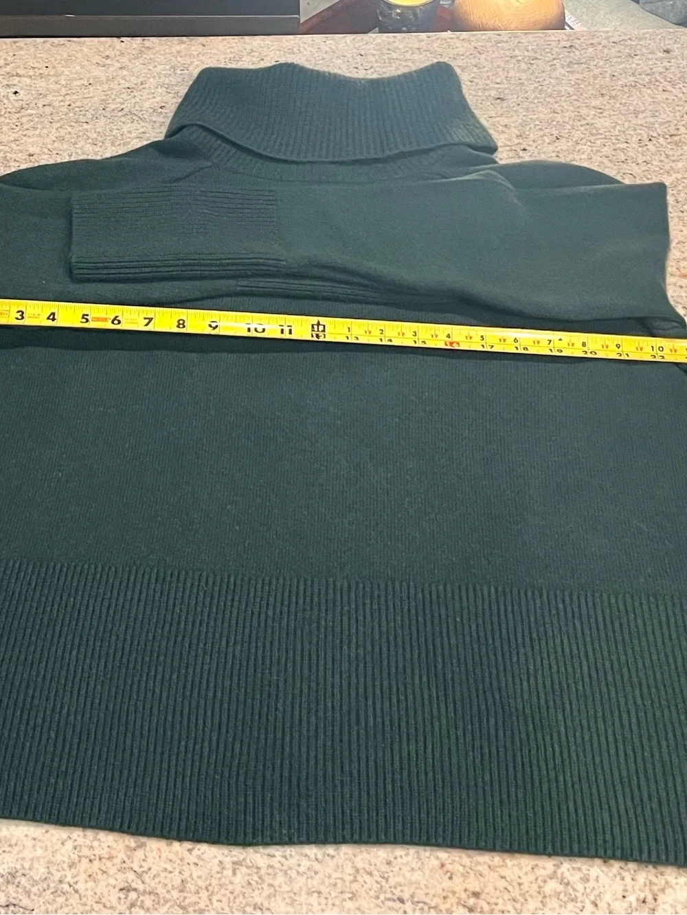 Athleta Dark Green Merino-Cashmere Turtleneck Sweater